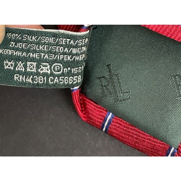 Lauren Ralph Lauren Men's Repp Neck Tie 100% Silk Stripe Red Blue 59.5' x 3" - Picture 4 of 8